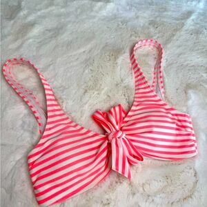 CLEARANCE - Aerie Pink and White Striped Bikini Top